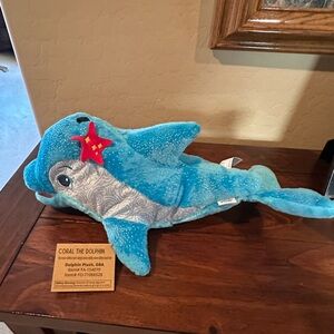 Blue Plush Dolphin with Star Accent